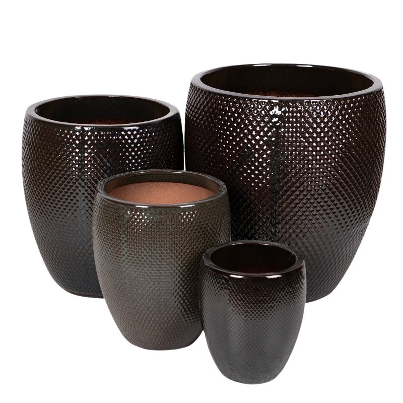 Nantes Monica kerámia növénytartó szett cédruszöld 22x25,5-48x52cm S/4