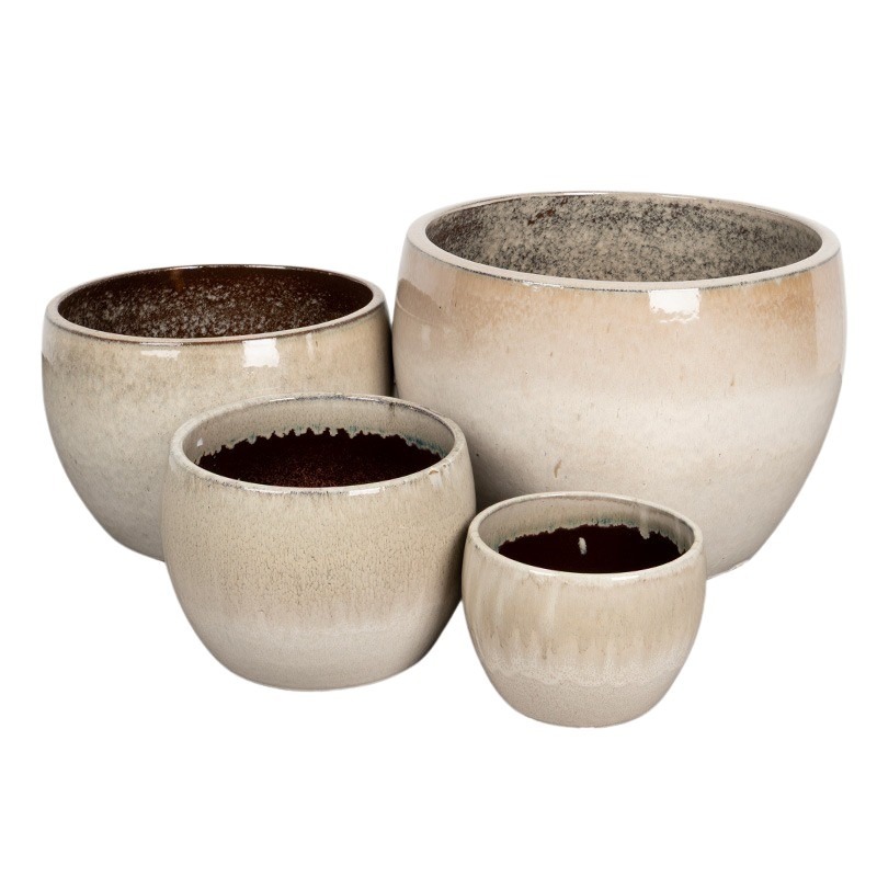 Laguna Globe kerámia növénytartó szett tejeskávé 23x17-53x38cm S4