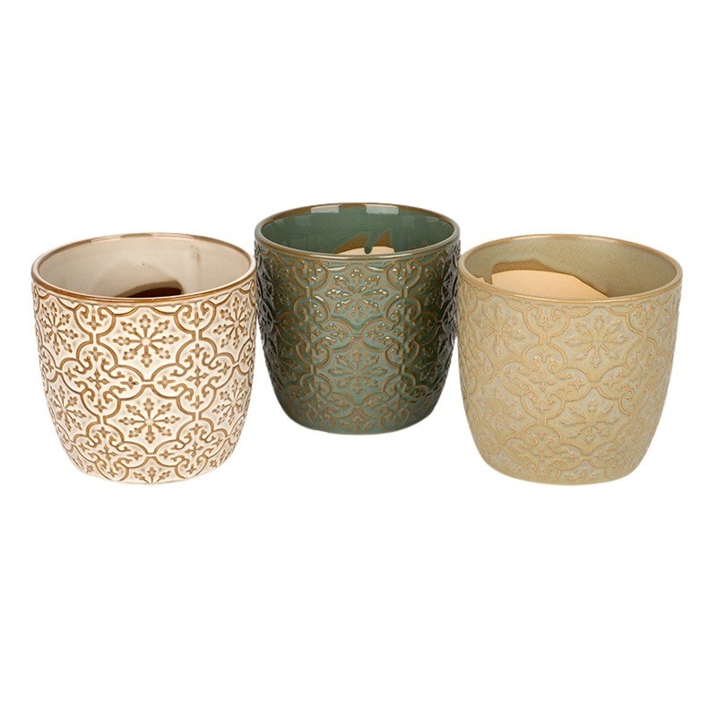 Lyra ker&aacute;mia kasp&oacute; mix 12x11cm z&ouml;ld-kr&eacute;m