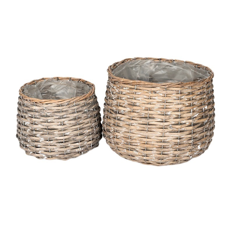 hasított vessző kaspó szett szürke 24x19cm S2