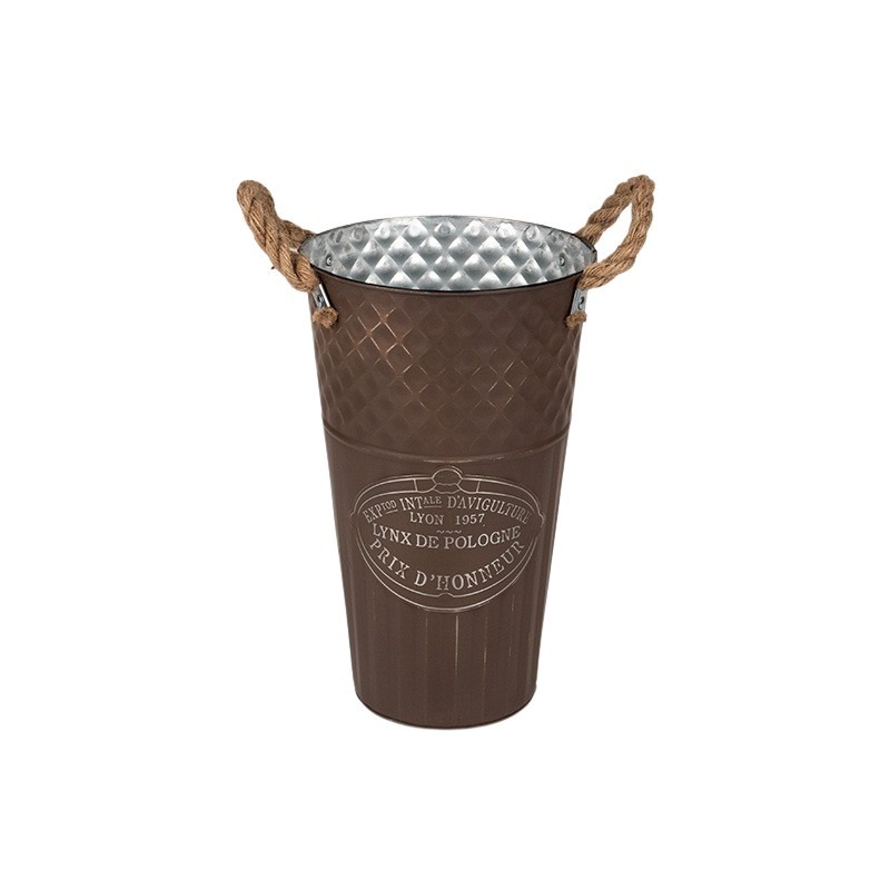 Loretta f&eacute;m v&aacute;za k&ouml;t&eacute;l f&uuml;llel barna 18,5x30cm