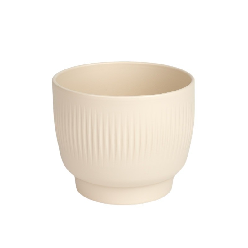 Rille kerámia kaspó  antik fehér 15cm