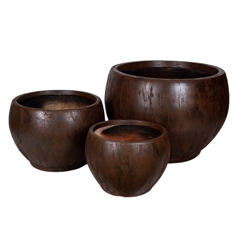 Yukon Globe Giant kompozit növénytartó szett rozsdabarna 63x45-110x76cm S3