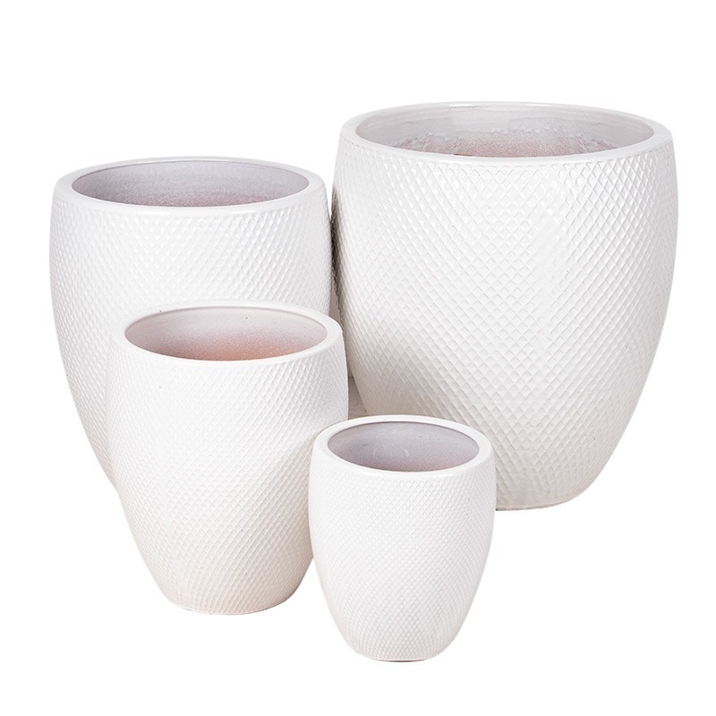 Nantes Monica kerámia növénytartó szett fehér 22x25,5-48x52cm S4