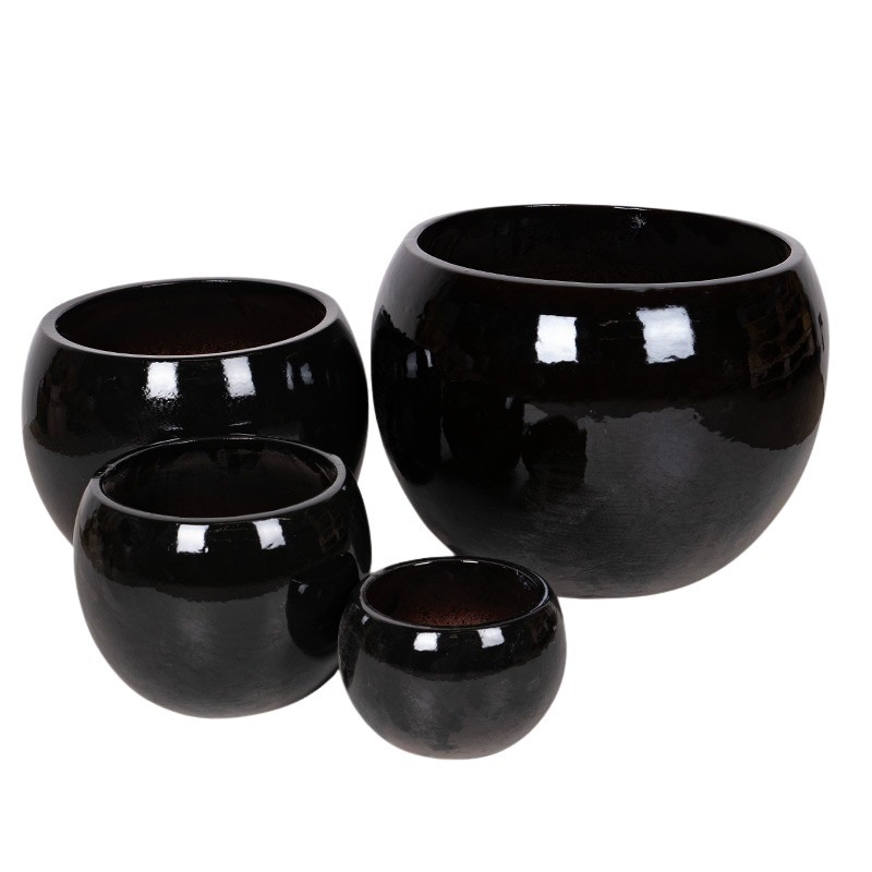 Singa Globe kerámia növénytartó szett fekete 24x16-56x40cm S4