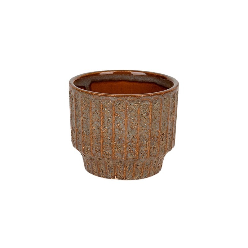 Hudson strukturált kerámia kaspó szürke-mézbarna 11x9cm