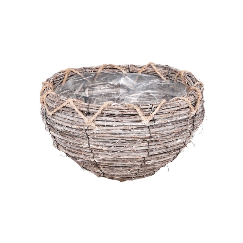 Vera vessző kaspó antikolt szürke 17x15cm