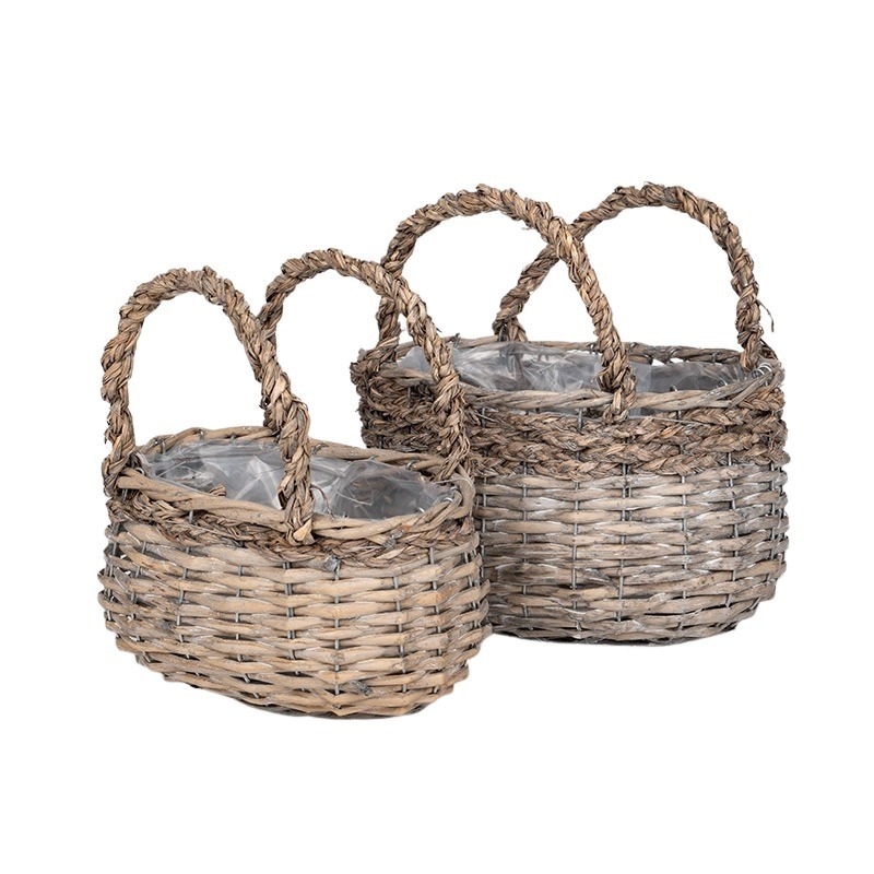 ovális hasított fa ridikül szürke szett 26x19x16/26,5cm S2