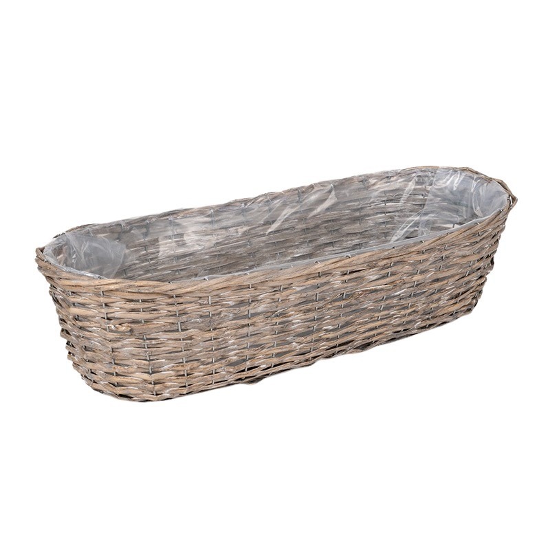 ovális hasított fa tál szürke 60x16cm