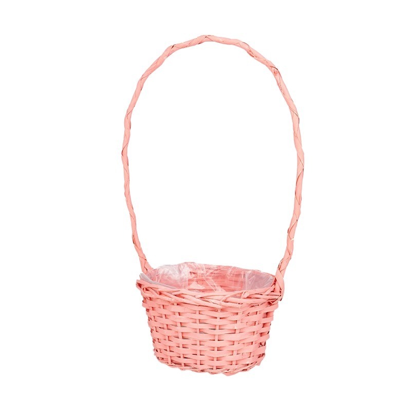 ovális hasított fa füles kosár rózsaszín 22x16x12,5/45,5cm