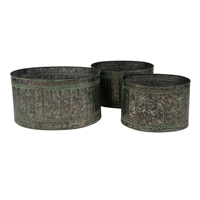 Zion ov&aacute;lis f&eacute;m t&aacute;l szett antik z&ouml;ld 24x17-34x19cm S3