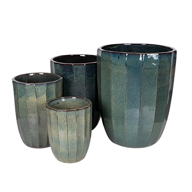 Harlow Rib Vase kerámia növénytartó szett szürkészöld 31x40-56x71cm S4