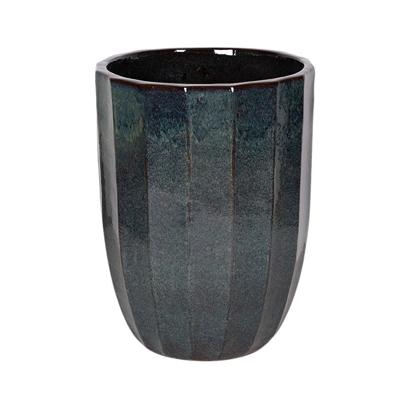 Harlow Rib Vase kerámia növénytartó szürkészöld 36,5x50,5cm