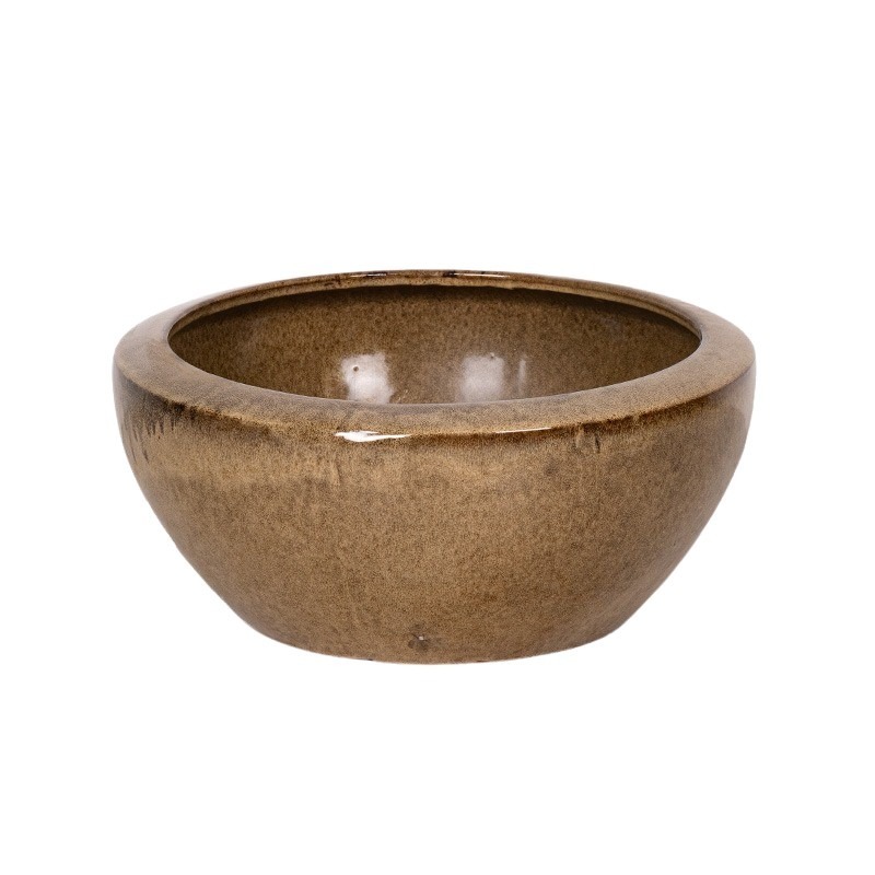 Aubrey Greta kerámia ültetőtál alsó lyuk nélkül barna 42,5x18cm