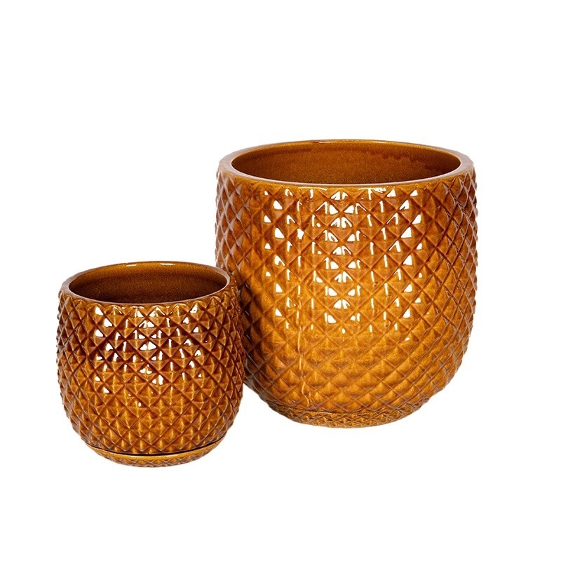 Nova Classic kerámia növénytartó szett mézbarna 30,5x30,5-45,7x45,7cm S2