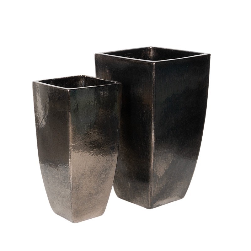 Indy Vase kerámia váza szett bronz 35x35x62-42x42x78cm S2
