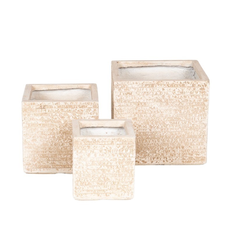 Ontario Cube kompozit növénytartó homokszín 20x20x22-35x35x30cm S3