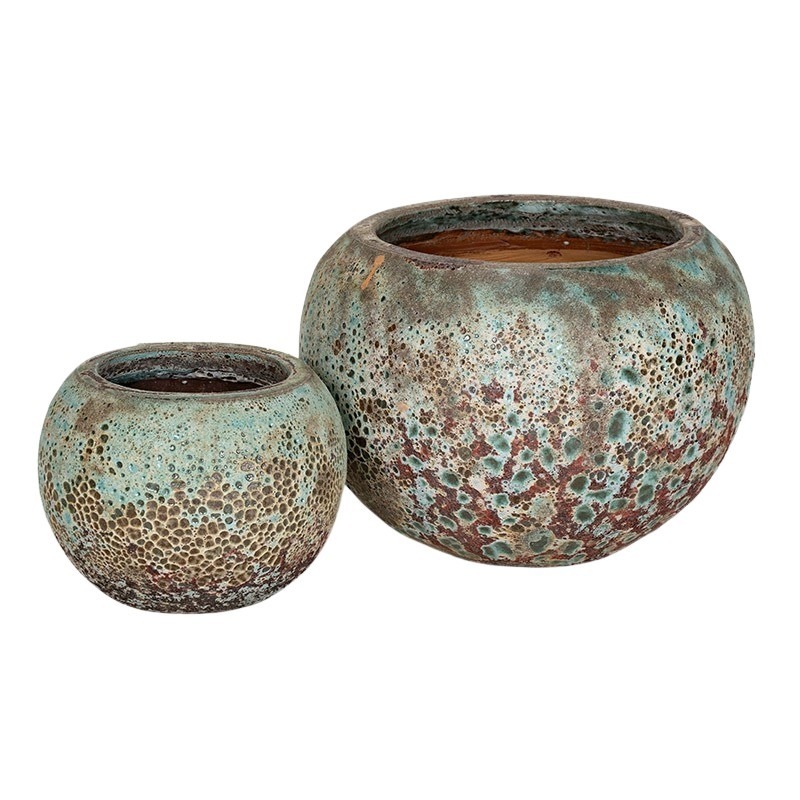 Brisbane Globe High kerámia növénytartó szett savmaratott zöld 29x22-48x36cm S2