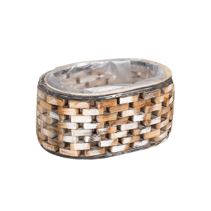 ovális faszelet tál antikolt fehér 23x15x10,5cm