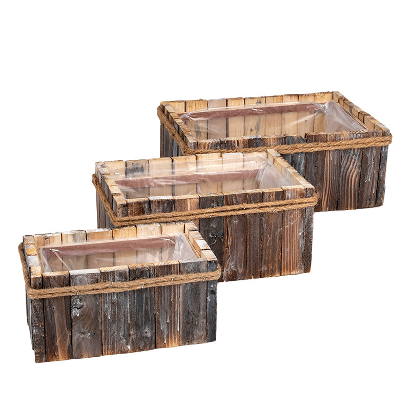 szögletes faszelet tál szett barna 30x21x12cm S3