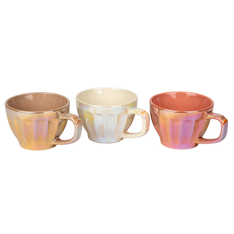 kerámia bögre mix 10x7cm gyöngyház rózsaszín-fehér-tejeskávé