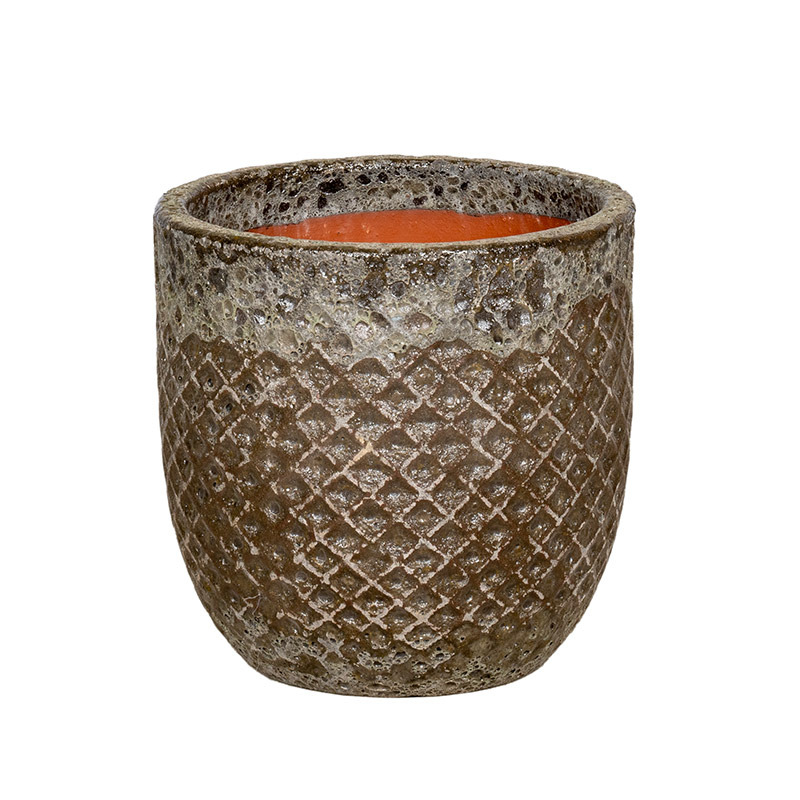 Caldera Diamo kerámia növénytartó savmaratott antik mohazöld 38x38cm