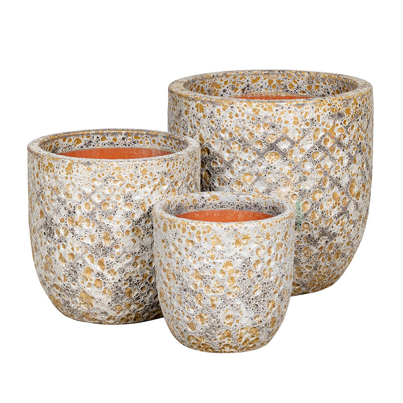 Caldera Diamo kerámia növénytartó szett savmaratott antik fehér 30x30-47x47cm S3