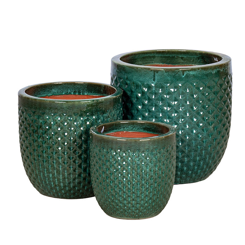 Caldera Diamo kerámia növénytartó szett mohazöld 30x30-47x47cm S3