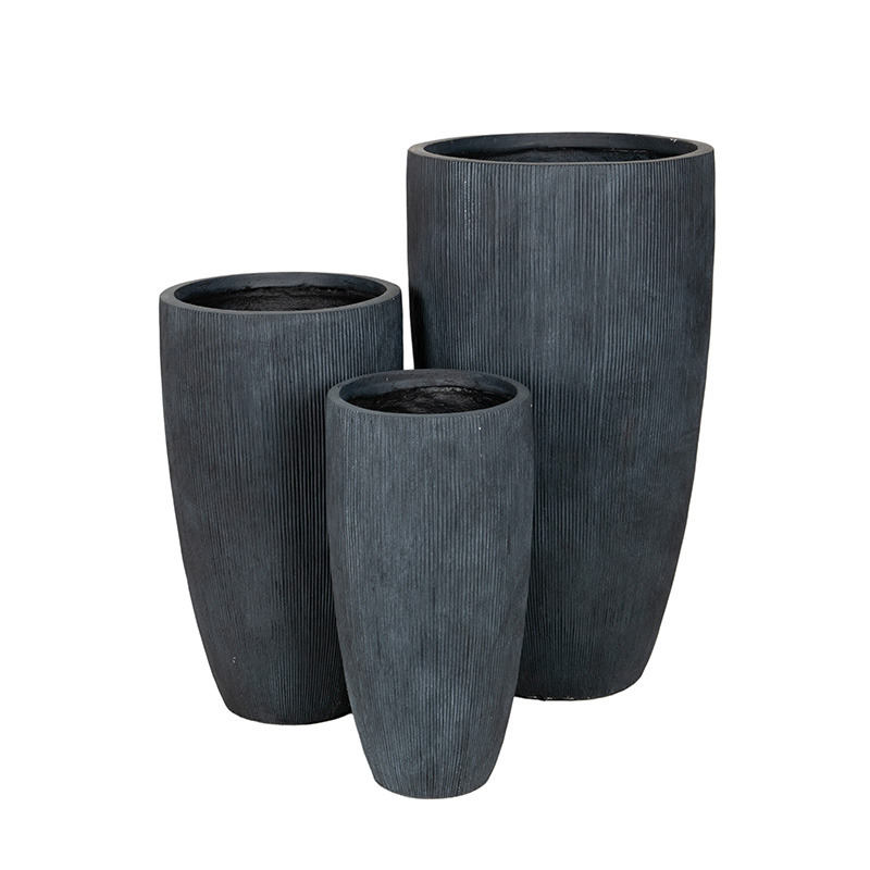Toronto Vase Giant kompozit növénytartó szett grafit 33x66-56x100cm S3