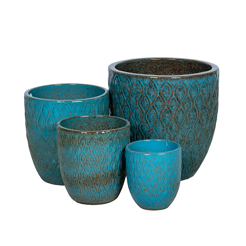 Corrente Classic kerámia növénytartó szett trópusi kék 22x24-46x45,5cm S4