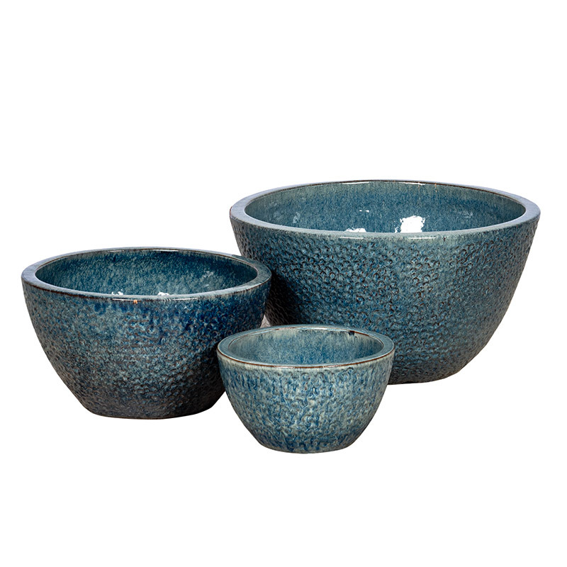 Lagos Rita kerámia ültetőtál szett koptatott kék 30x17,5-60x32cm S3
