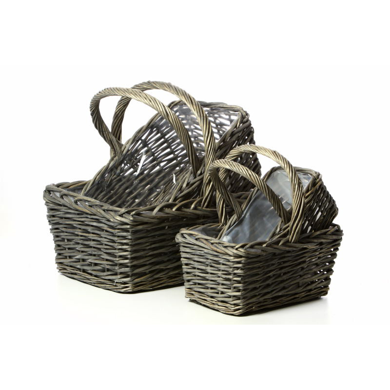 has&aacute;b alak&uacute; rattan kos&aacute;r antikolt sz&uuml;rke 30x50x66 cm