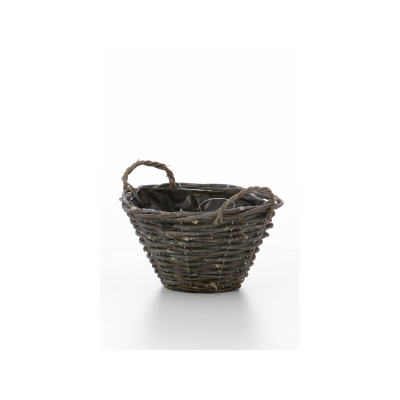 rattan kosár két füllel antiko barna 19x10cm