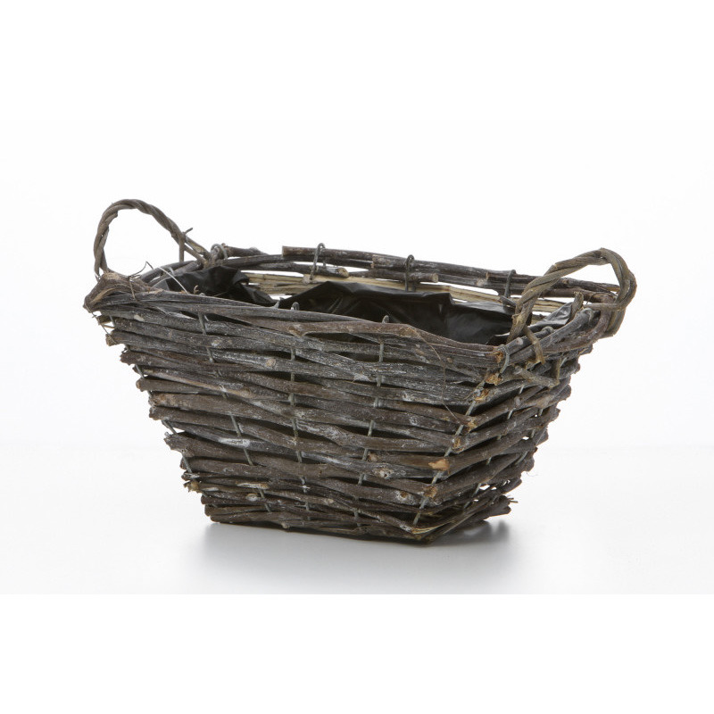 sz&ouml;gletes rattan kos&aacute;r k&eacute;t f&uuml;llel antikolt barna 23x10x10cm