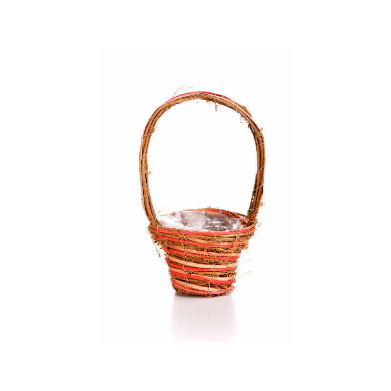 sz&iacute;nes rattan f&uuml;leskos&aacute;r pink-barna 15x11/32cm