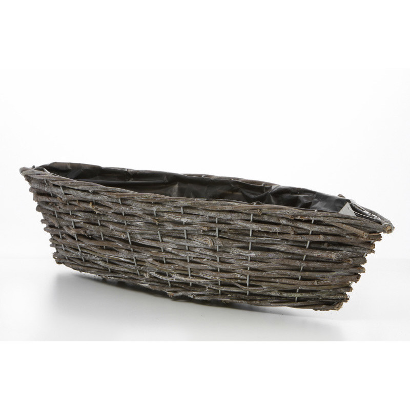 csónak formájú rattan tál sötétbarna 25x11x8,5cm