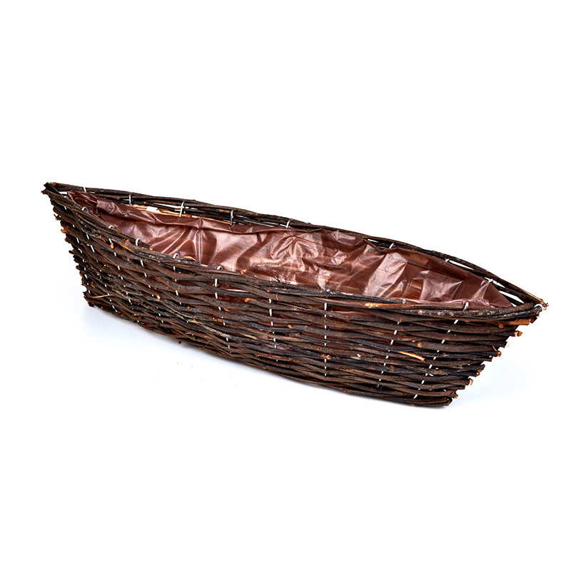 cs&oacute;nak form&aacute;j&uacute; rattan t&aacute;l s&ouml;t&eacute;tbarna 58x14x11cm