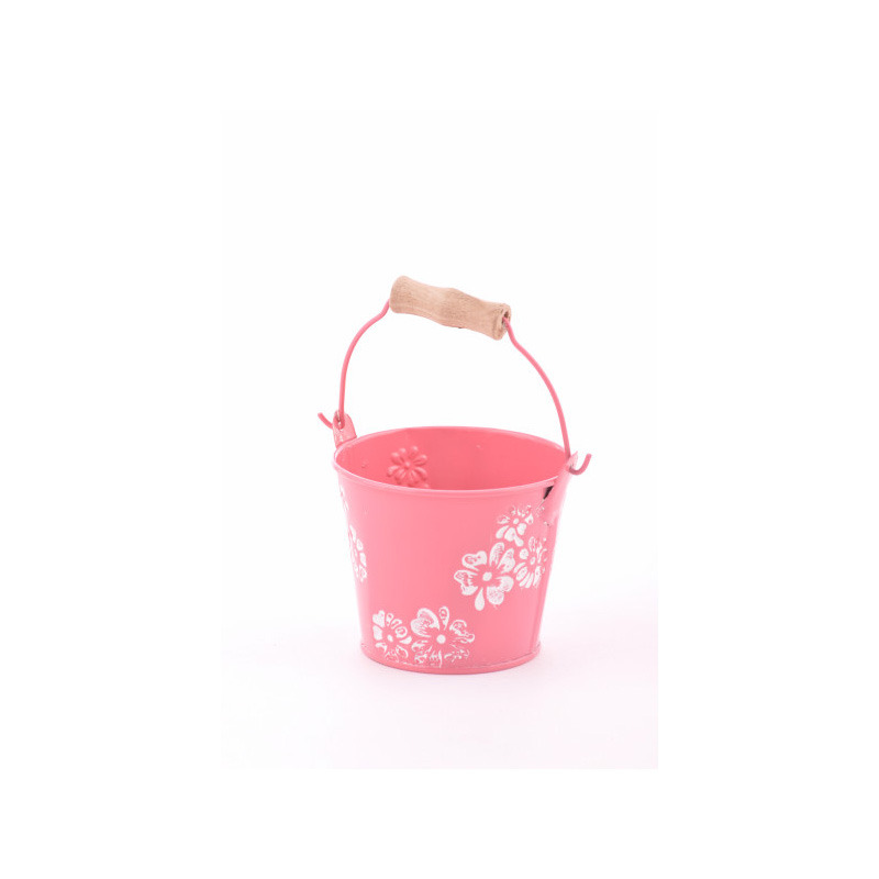 virágmintás cink vödör pink 9,5x8,5cm