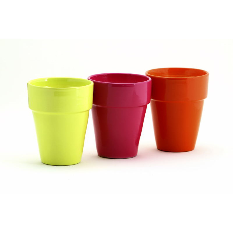 kerámia kaspó nyári mix 12,5cm neonzöld-narancs-fukszia