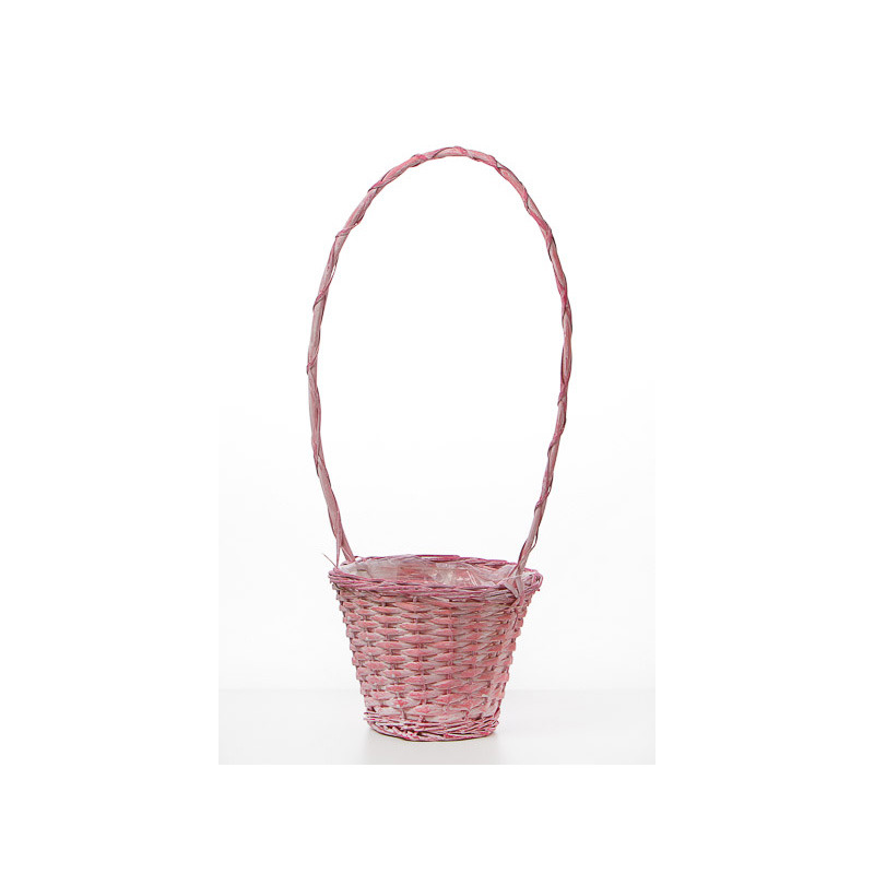 has&iacute;tott vessző f&uuml;les kos&aacute;r antikolt pink 18x15/54cm