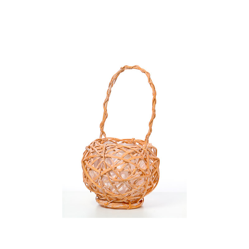 kusza fon&aacute;s&uacute; has&iacute;tott vessző g&ouml;mb f&uuml;llel antikolt narancs 19x17/34cm