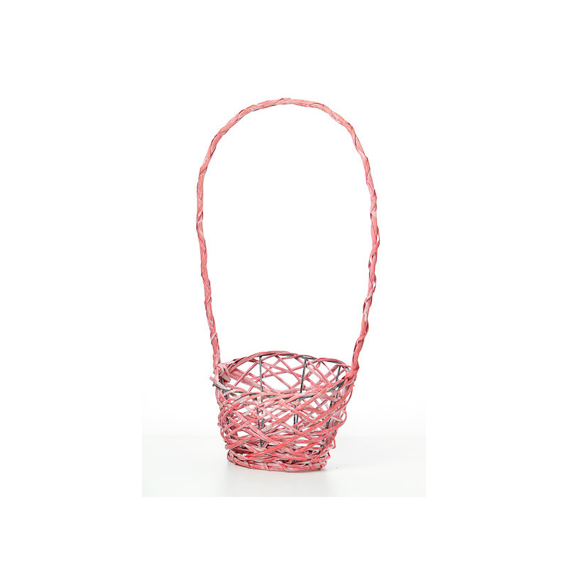 kusza fon&aacute;s&uacute; ov&aacute;lis has&iacute;tott vessző csemege kos&aacute;r antikolt pink 25x15x15/53cm