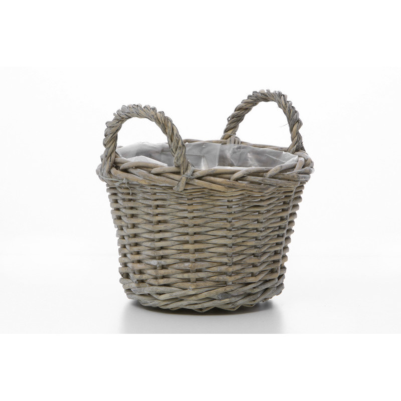 vessző tál két füllel antikolt barna 17x12cm