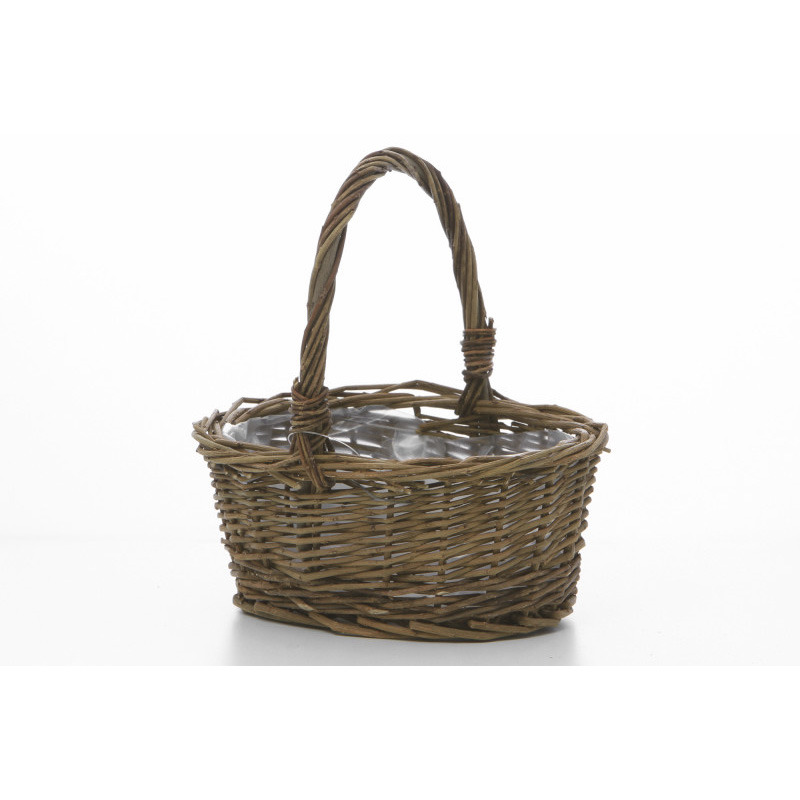 ovális vessző füles kosár natú 18x14x8cm