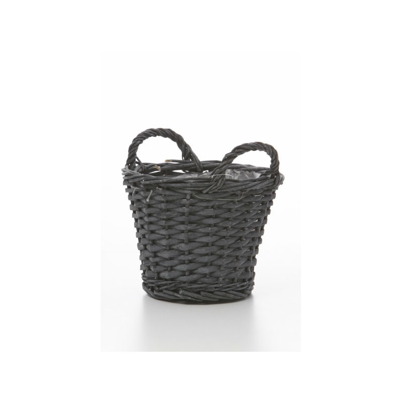 hasított vessző tál két füllel antikolt szürke 18x14cm