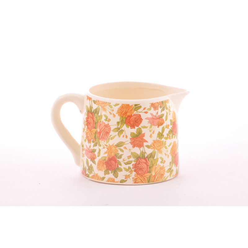 rózsamintás kerámia kanna krém 13x18x11cm