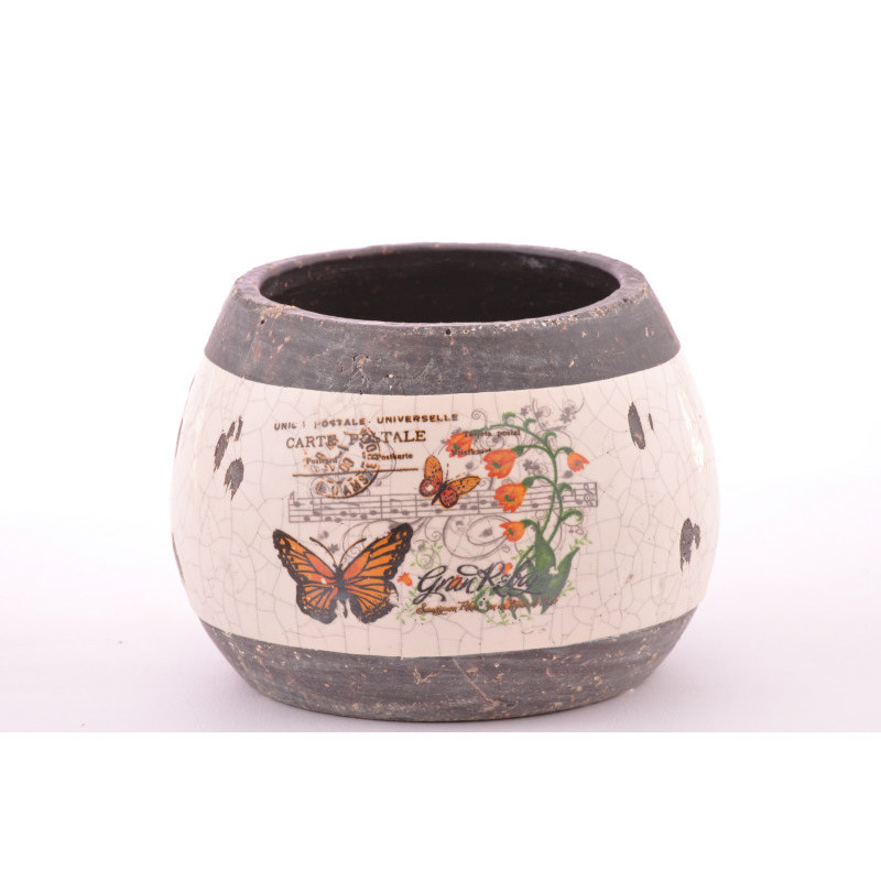 csupor formájú bélyegmintás kőkaspó krém-szürke 13x13cm