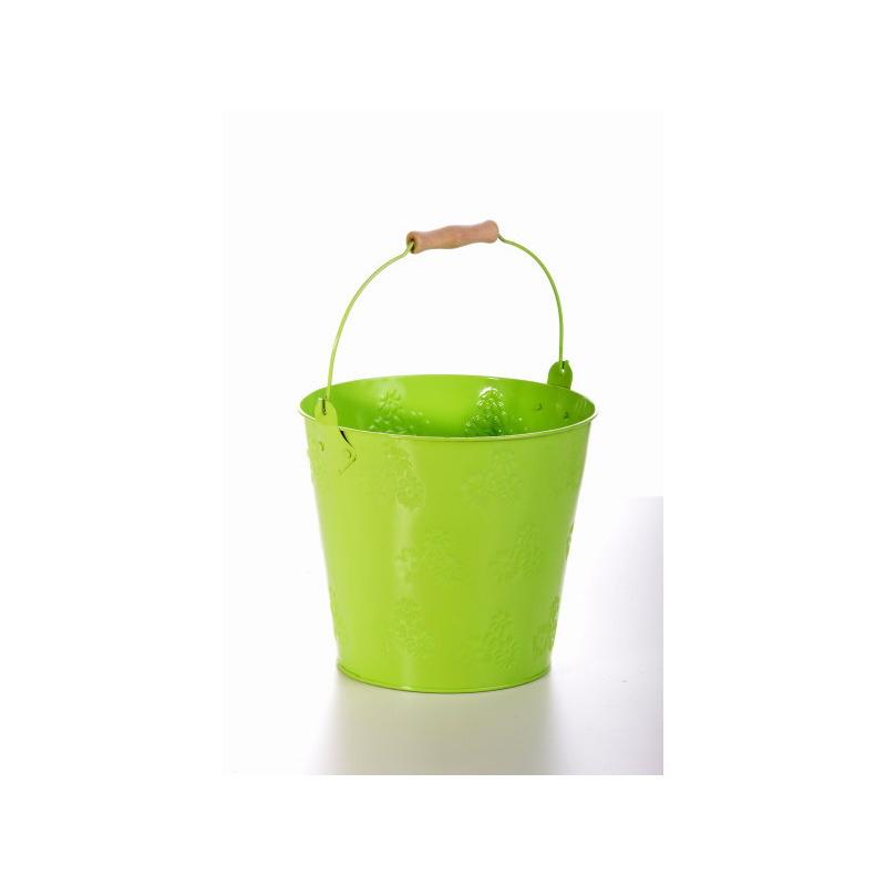 virágmintás cink vödör zöld 18x17,5cm