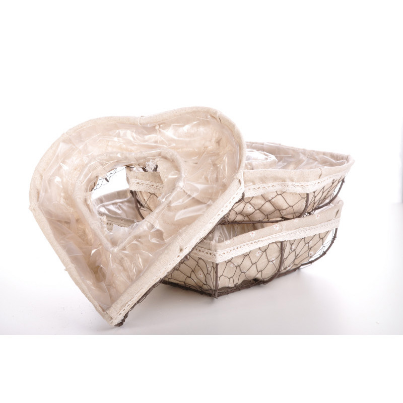 dr&oacute;th&aacute;l&oacute;s sz&iacute;v alak&uacute; t&aacute;l szett textil b&eacute;l&eacute;ssel barna/drapp S/3 37x37x10cm