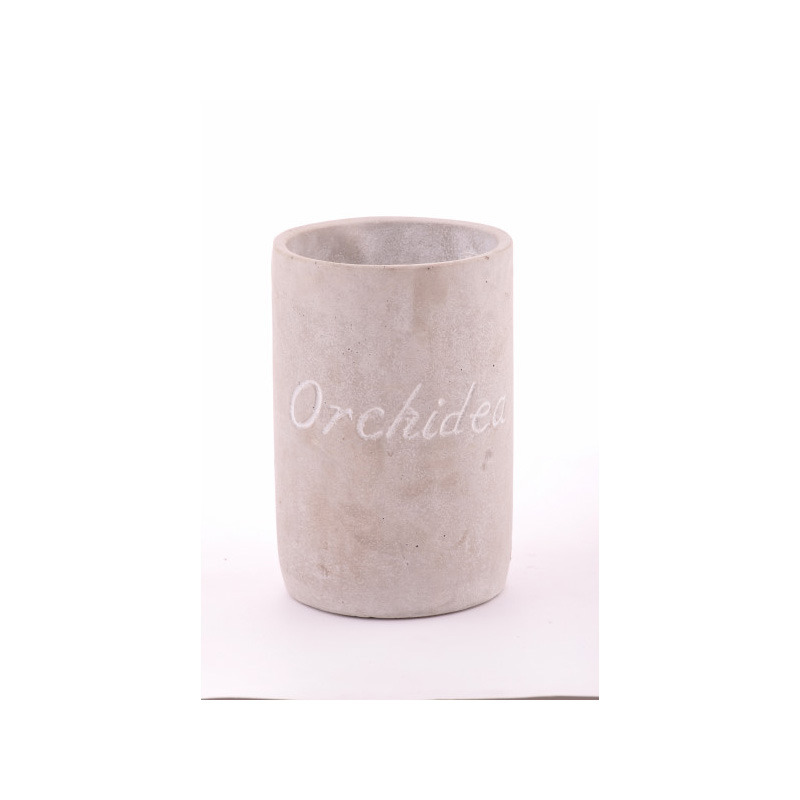 henger alak&uacute; cement orchidea v&aacute;za Orchidea felirattal sz&uuml;rke 13,5x20c